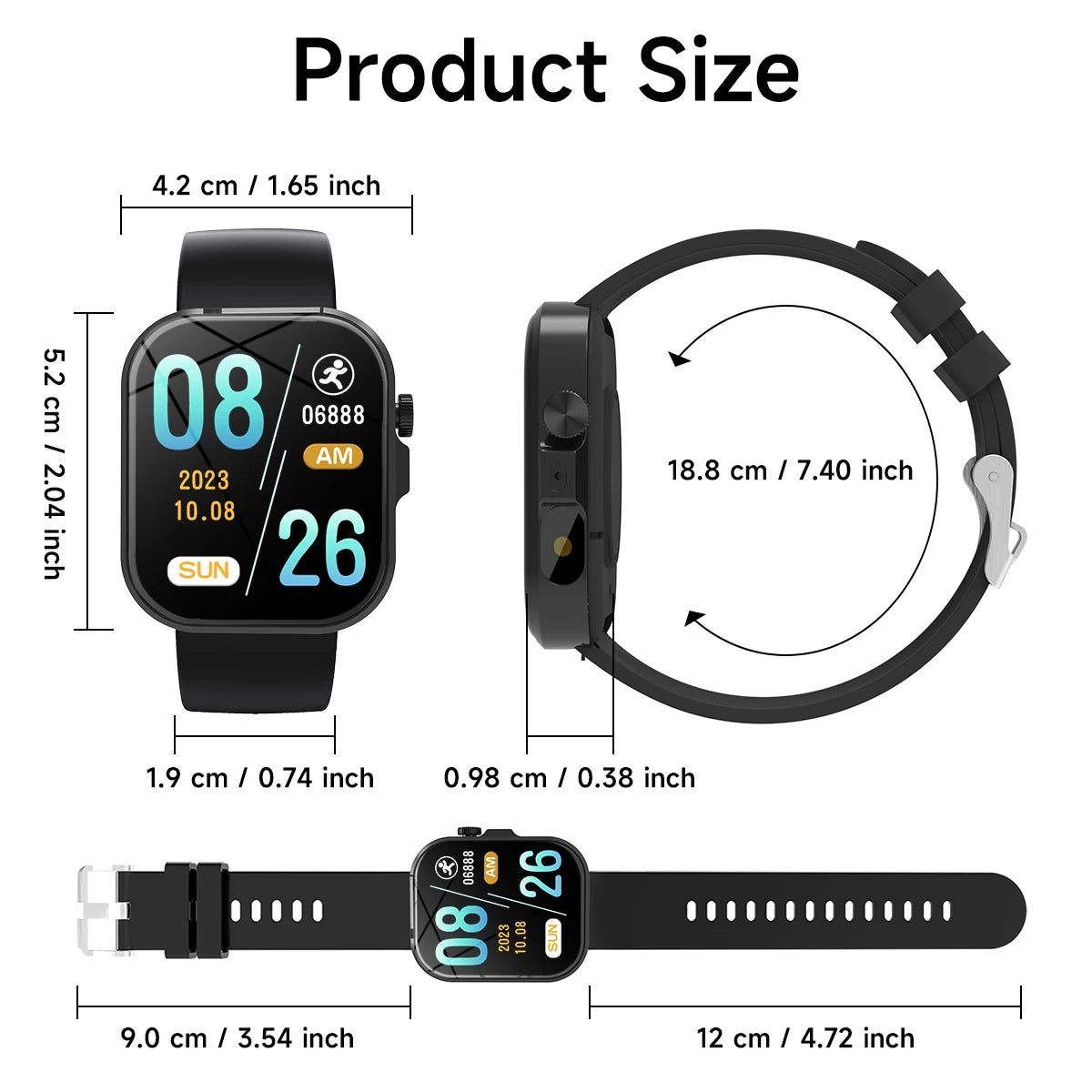2026 New Hot Smartwatch 2.01 Screen Voice Assistant - flash light