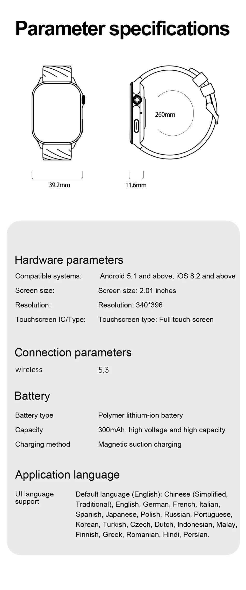 LIGE AMOLED Smart Watch large touch screen 2.01 inch