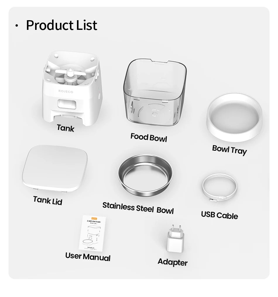 ROJECO smart Dog Feeder – Never Miss a Meal, Control from Anywhere via WiFi