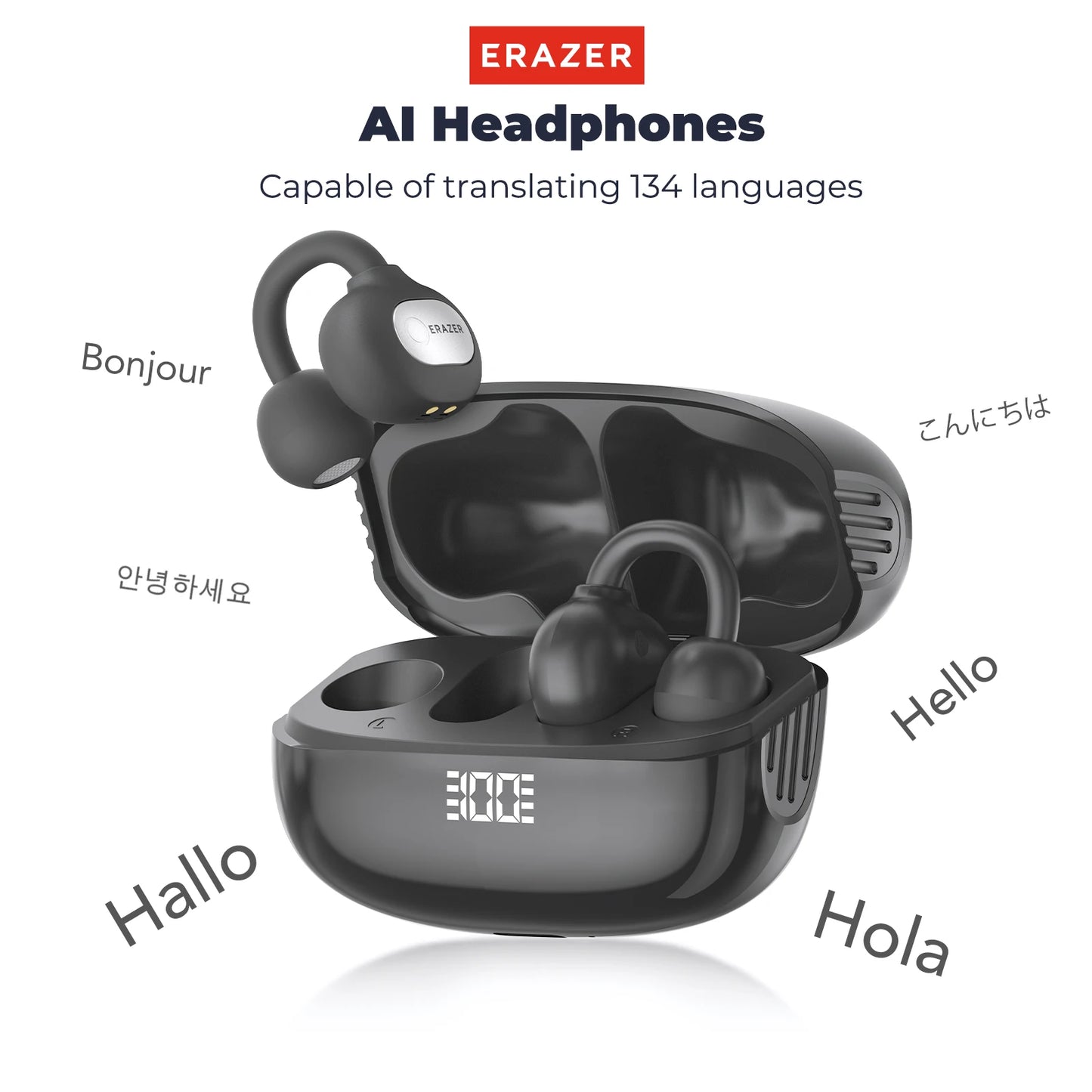 ERAZER AI Translator Ear Clip Earbuds – Real-Time Translation & Wireless Freedom