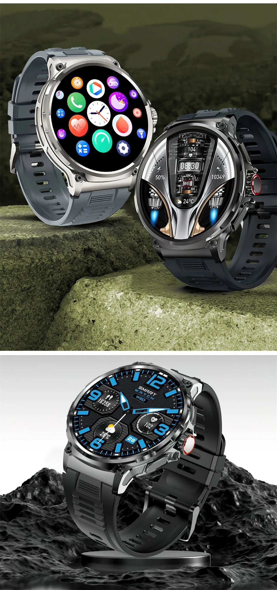 2025 New Military GPS V69 Smart Watch Men 1.85 inch 710 mAh Heart Rate GPS Sports IP68 Waterproof Bluetooth Talk Smartwatch Man