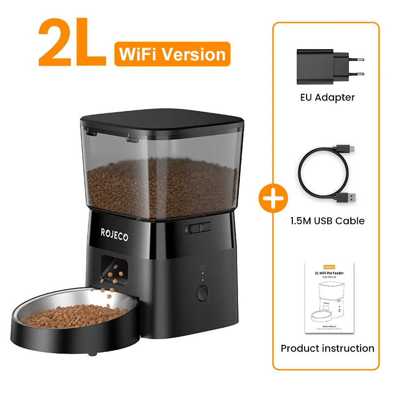 ROJECO smart Dog Feeder – Never Miss a Meal, Control from Anywhere via WiFi