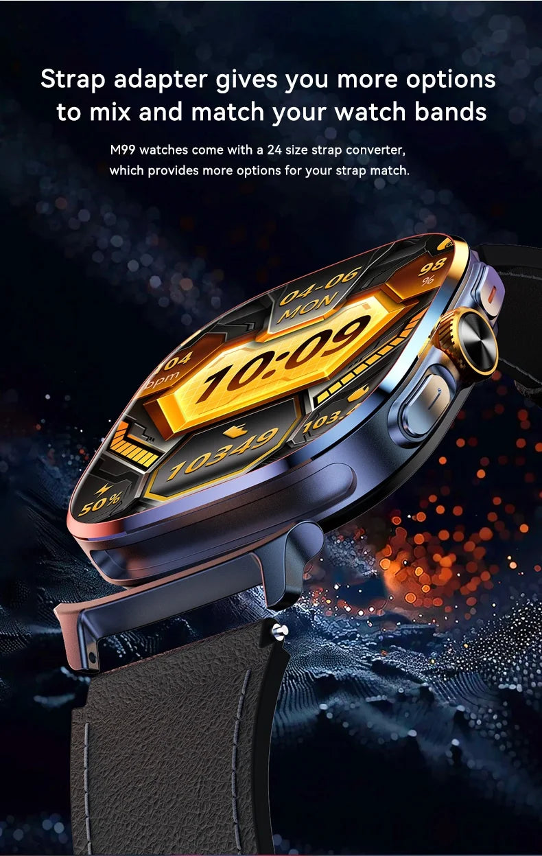 New M99 5G Cellular Version Smartwatch 2.4inch Amoled Larger Screen Rotary Camera Sim Card Slot WIFI