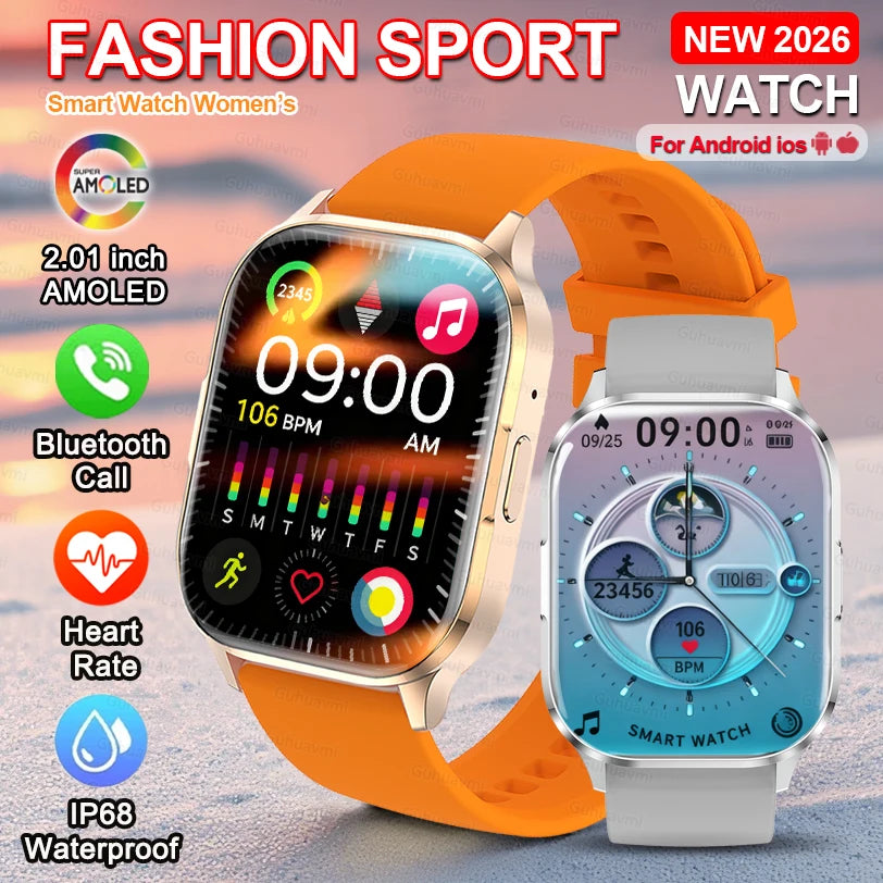 AMOLED 2026 Full circle touch screen, 2.0 inch, NFC, Sleep & Health tracker