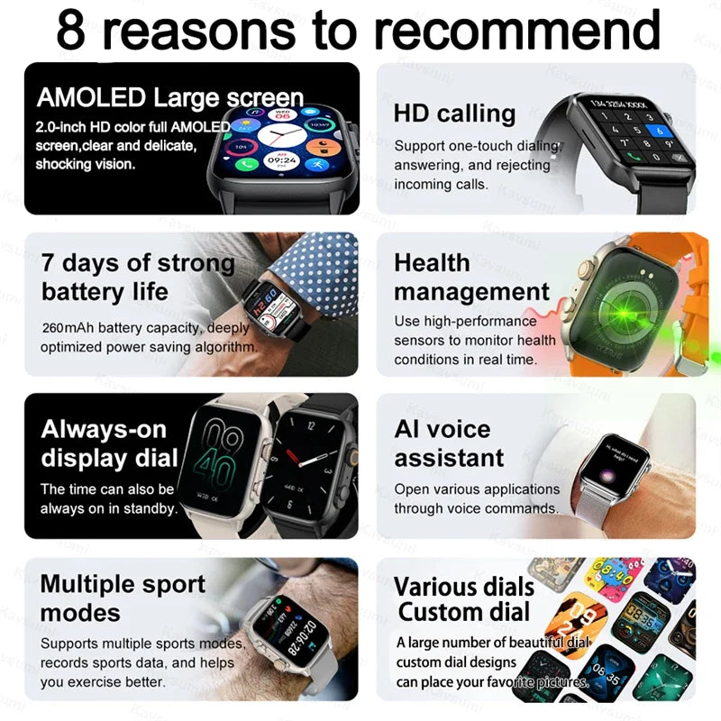 AMOLED 2026 Full circle touch screen, 2.0 inch, NFC, Sleep & Health tracker