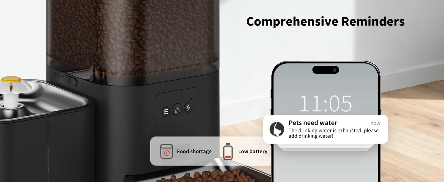 DOEL 2-in-1 smart Cat Feeder – Food & Water, Scheduled & WiFi Controlled