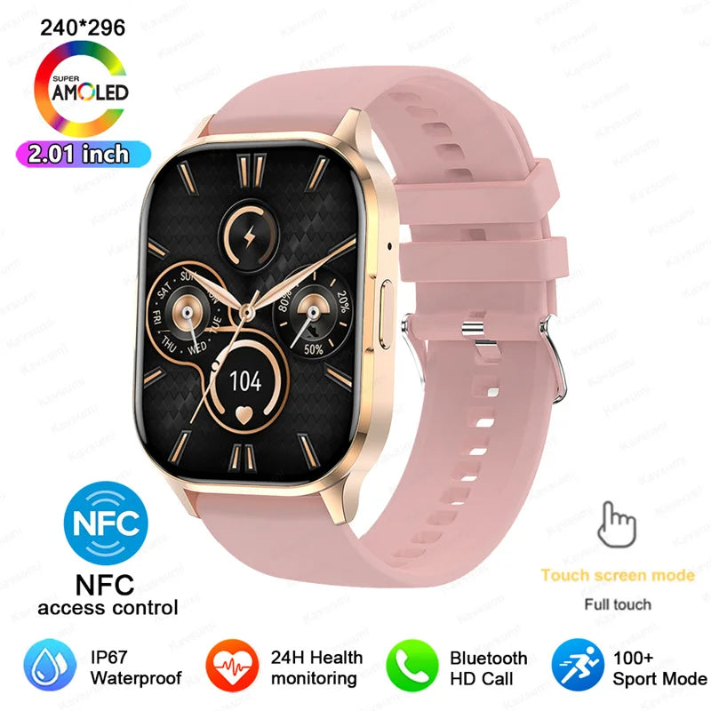 AMOLED 2026 Full circle touch screen, 2.0 inch, NFC, Sleep & Health tracker