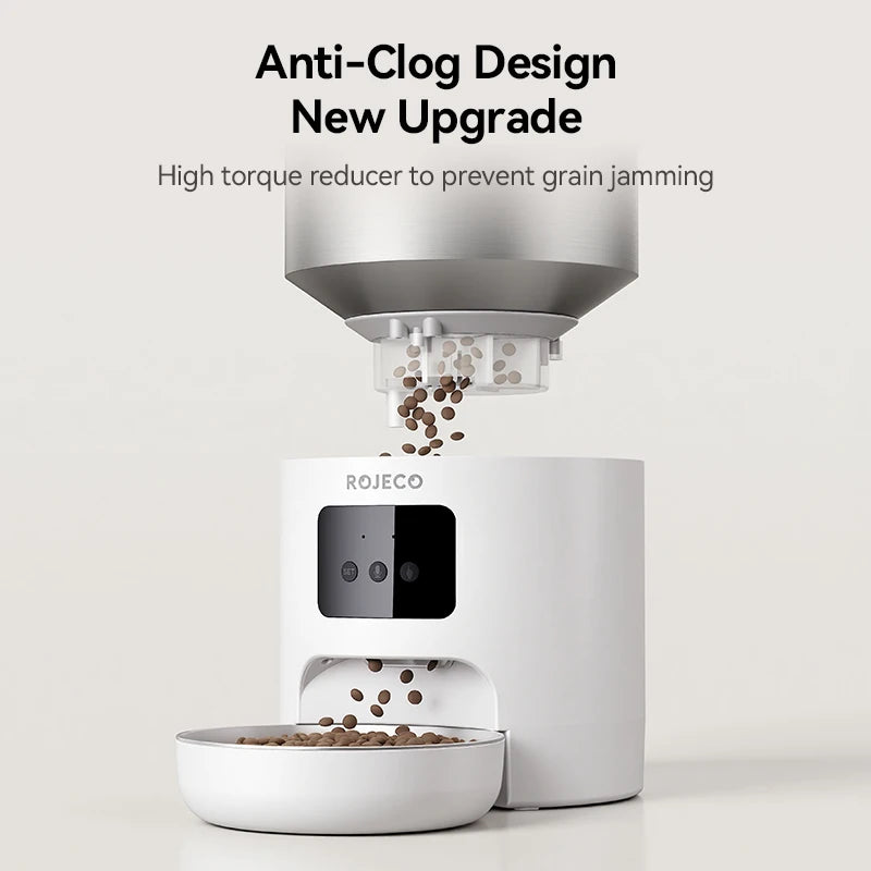ROJECO 4.5L Smart Pet Feeder – Record Your Voice & Feed on Schedule via WiFi