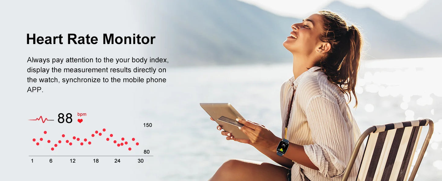 P66 Smart Watch 1.85 inch waterproof GPS health & sleep tracker - Fixed band