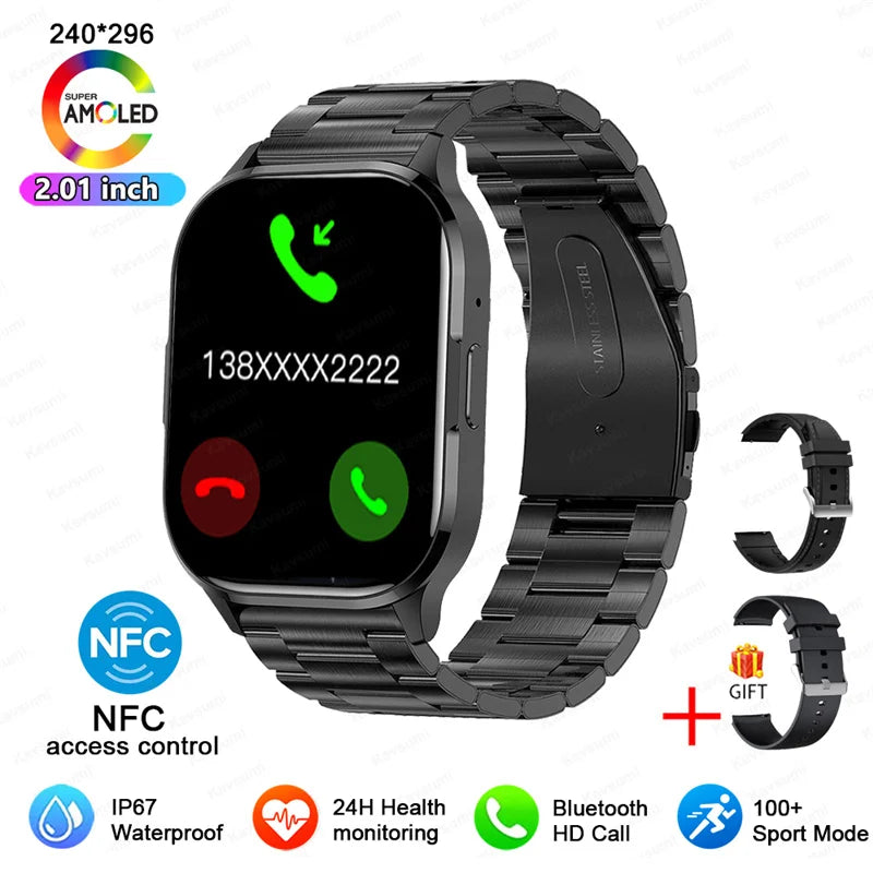 AMOLED 2026 Full circle touch screen, 2.0 inch, NFC, Sleep & Health tracker