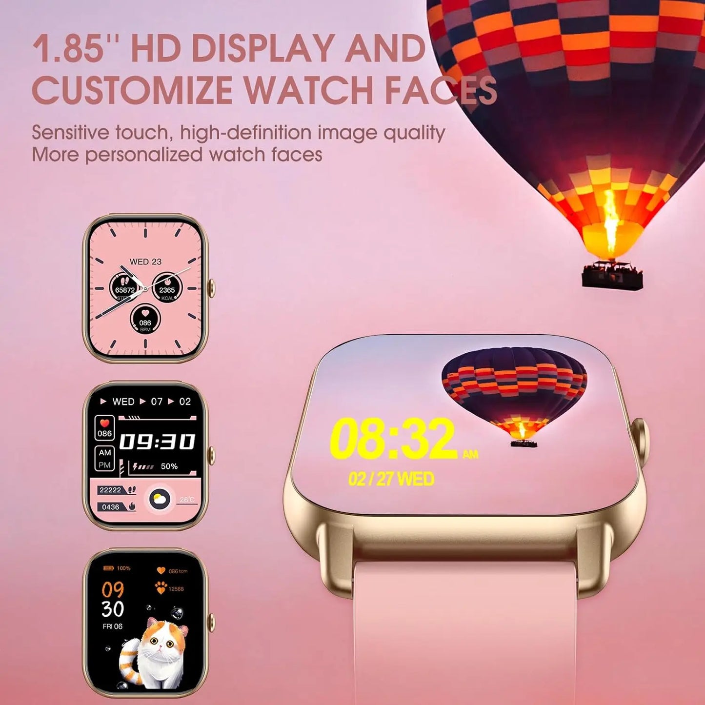 P66 Smart Watch 1.85 inch waterproof GPS health & sleep tracker - Fixed band
