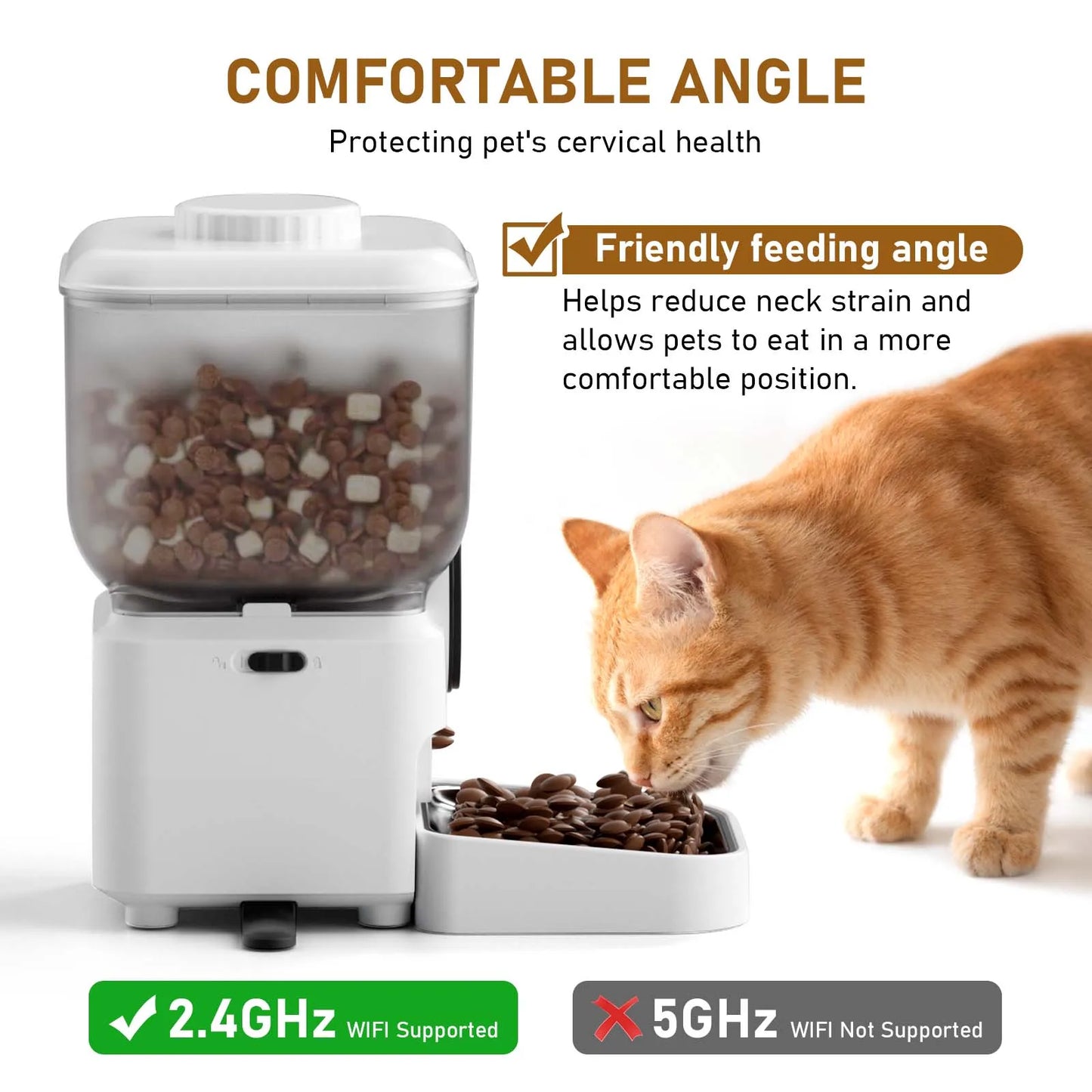 6.5L Automatic Cat Feeder Rechargeable Wifi Smart Pet Feeder App Controlled Cat Feeder With Camera Built-in Battery Cat Dog Feeder