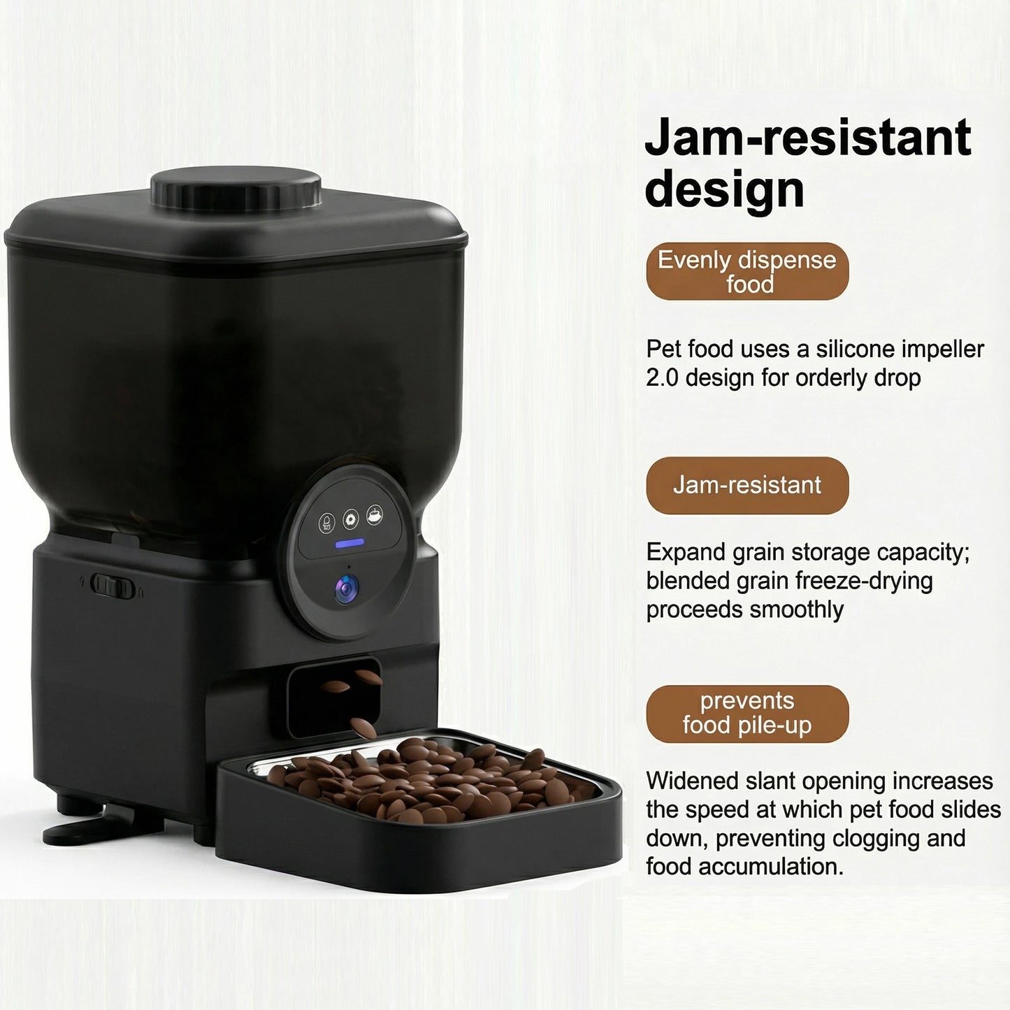 6.5L Automatic Cat Feeder Rechargeable Wifi Smart Pet Feeder App Controlled Cat Feeder With Camera Built-in Battery Cat Dog Feeder