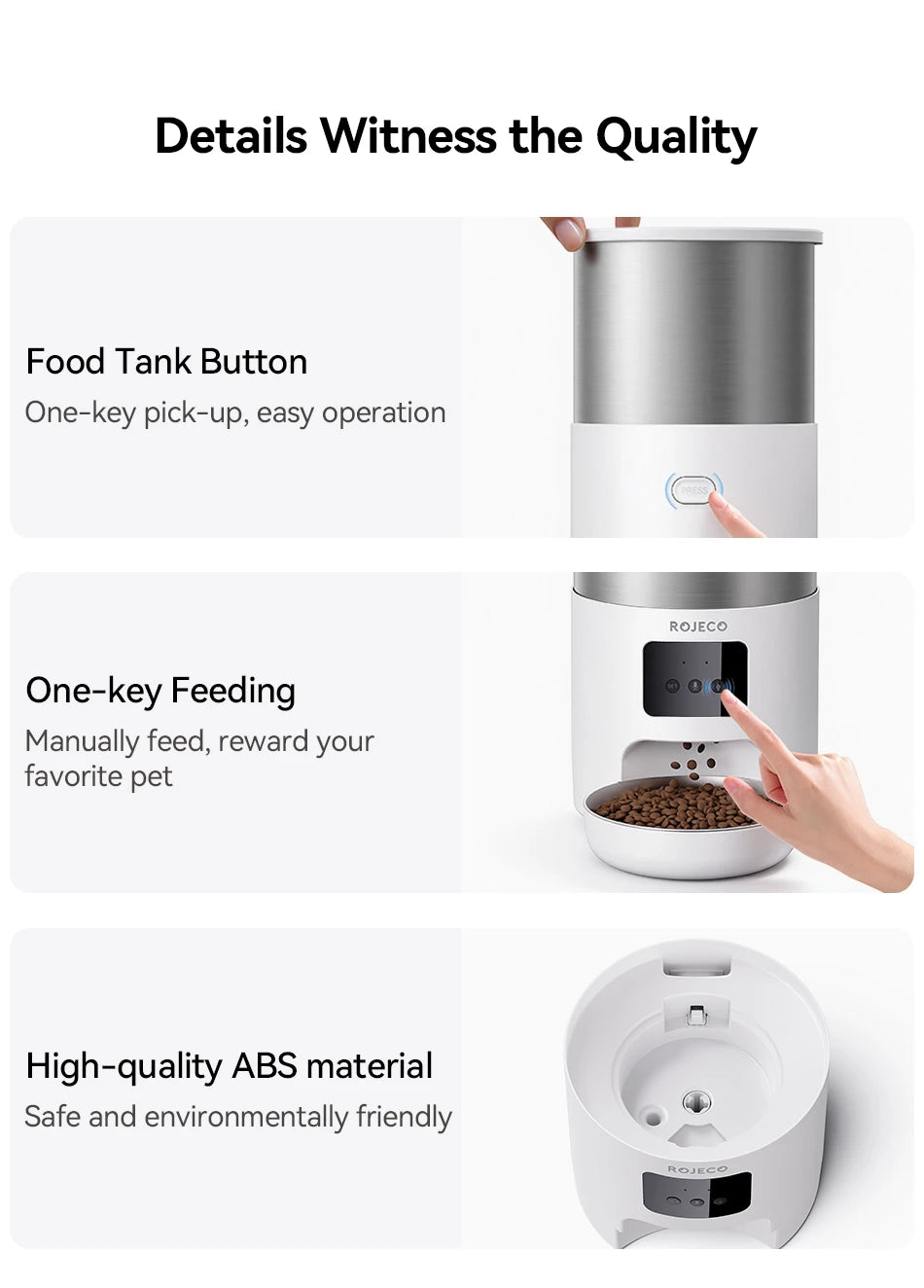 ROJECO 4.5L Smart Pet Feeder – Record Your Voice & Feed on Schedule via WiFi