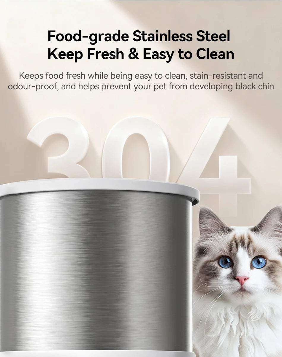 ROJECO 4.5L Smart Pet Feeder – Record Your Voice & Feed on Schedule via WiFi