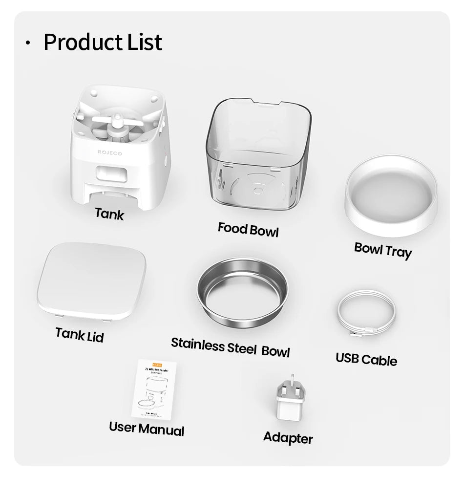 ROJECO smart Dog Feeder – Never Miss a Meal, Control from Anywhere via WiFi