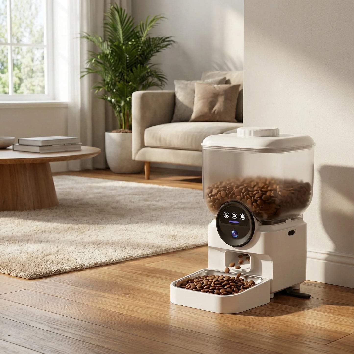 6.5L Automatic Cat Feeder Rechargeable Wifi Smart Pet Feeder App Controlled Cat Feeder With Camera Built-in Battery Cat Dog Feeder