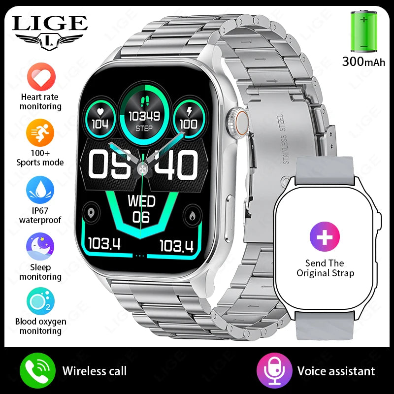 LIGE AMOLED Smart Watch large touch screen 2.01 inch