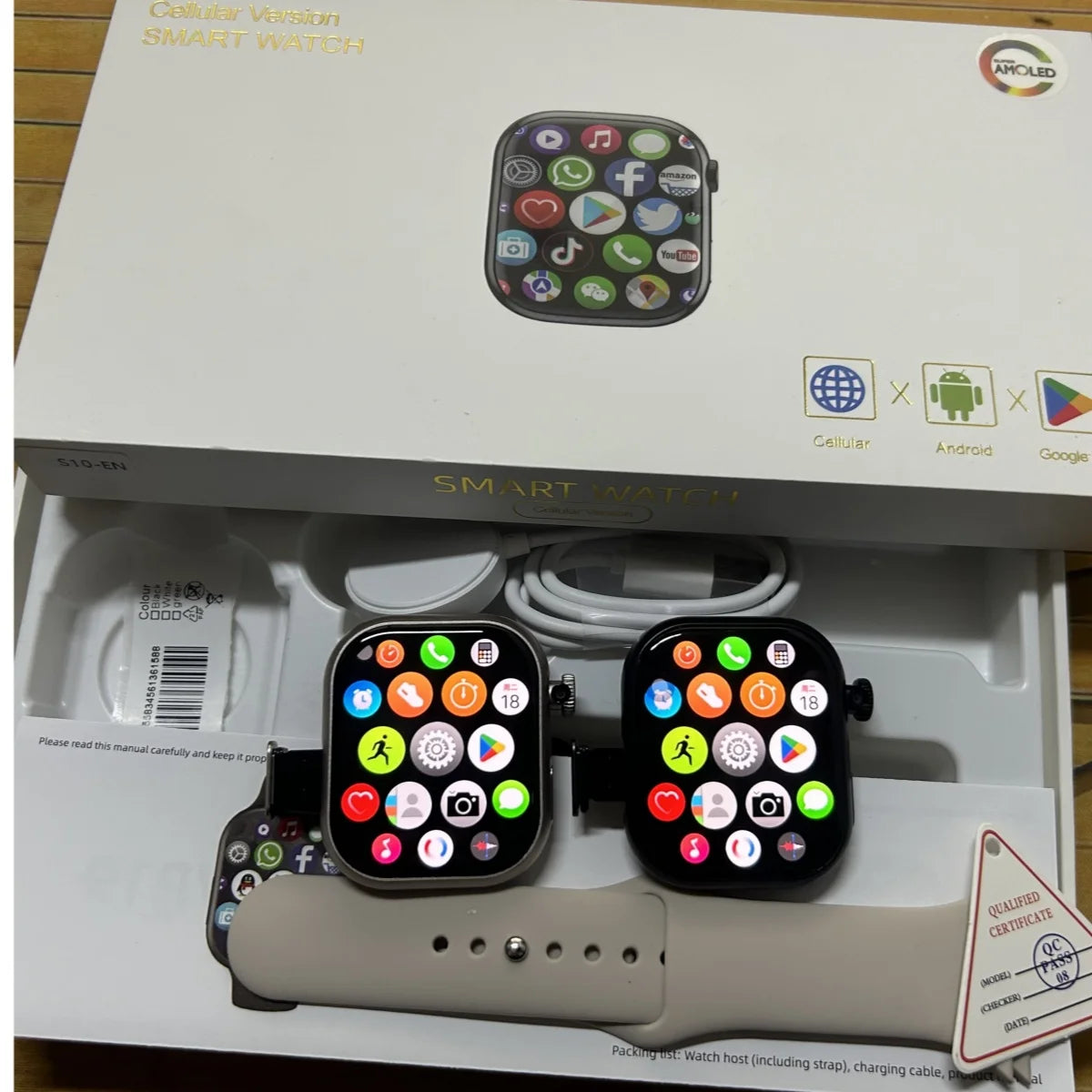 5G Smart Watch S10 Series Android 800W Camera 4G/5G LTE Sim Card GPS WIFI 2.26 inch 490*580 Amoled 128GB Storage Game