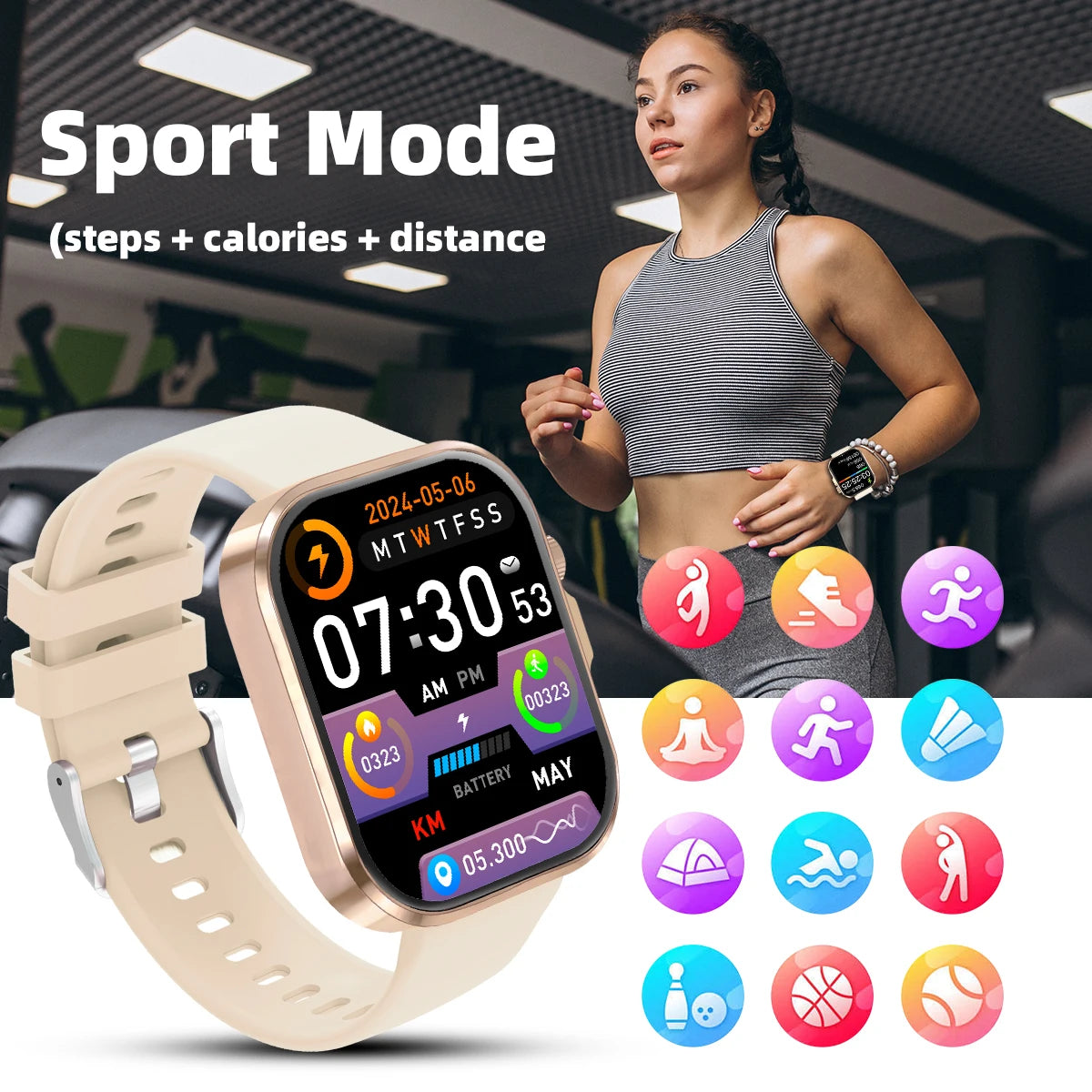 2026 New Hot Smartwatch 2.01 Screen Voice Assistant - flash light