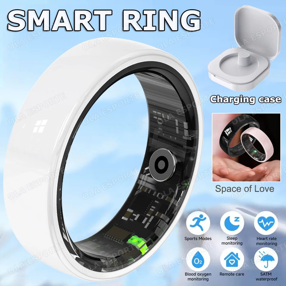 New Smart Ring With Box Heart Rate Stress Monitoring  - Gesture Control - Waterproof - Health - Sports