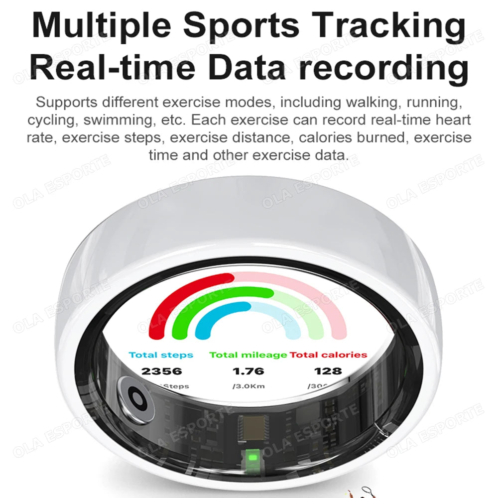 New Smart Ring With Box Heart Rate Stress Monitoring  - Gesture Control - Waterproof - Health - Sports