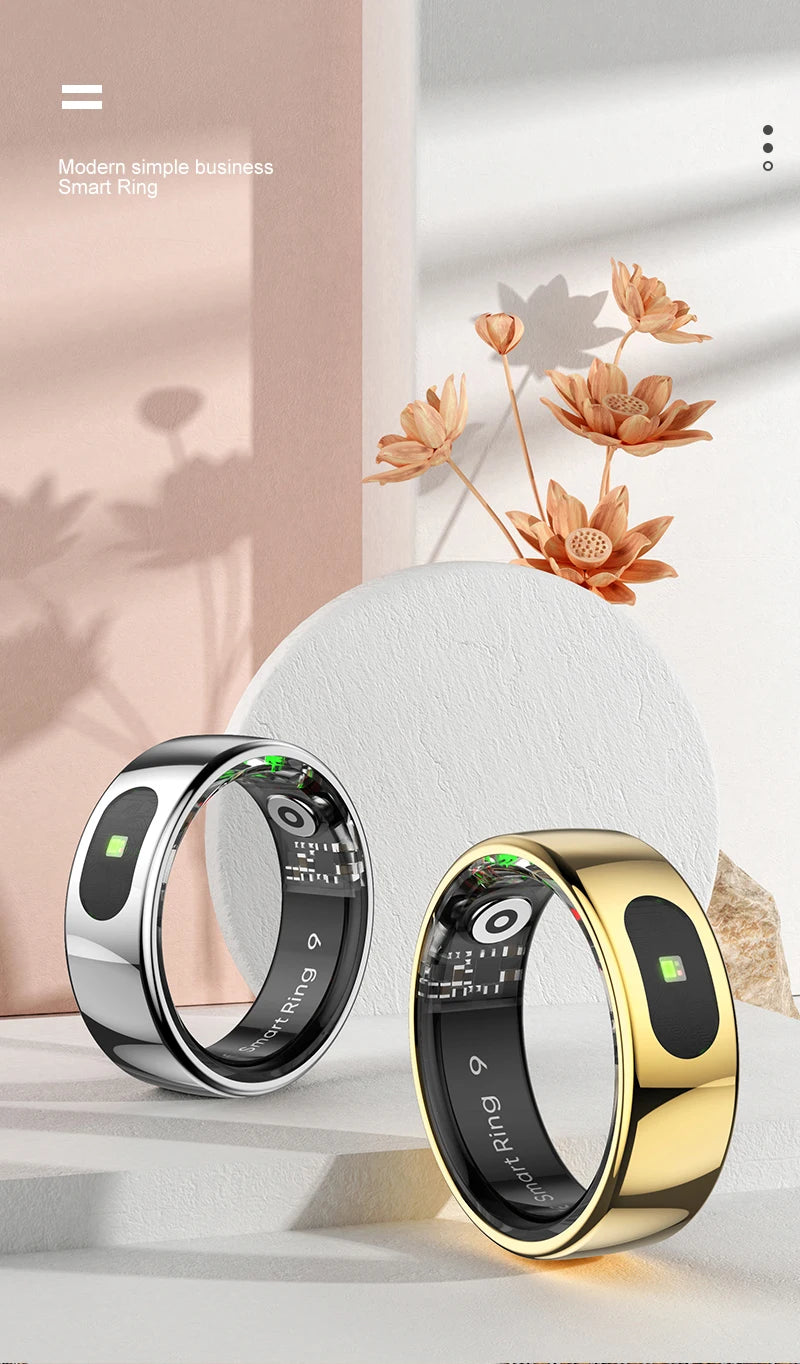 R08 Smart Ring Touch Control Function Health Monitor 5ATM Waterproof Skin Temperature Measurement