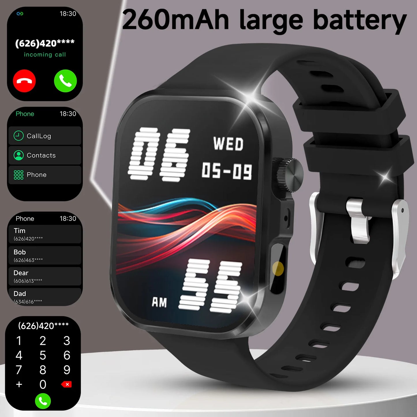 2026 New Hot Smartwatch 2.01 Screen Voice Assistant - flash light