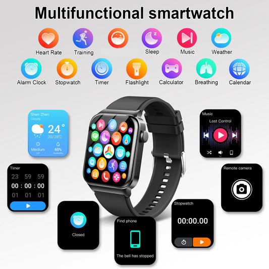 T50 Fitness Tracker Smartwatch | 100+ Sport Modes I Waterproof | 1.85" Ultra Thin + Heart Rate/Sleep Monitor (Answer Call)