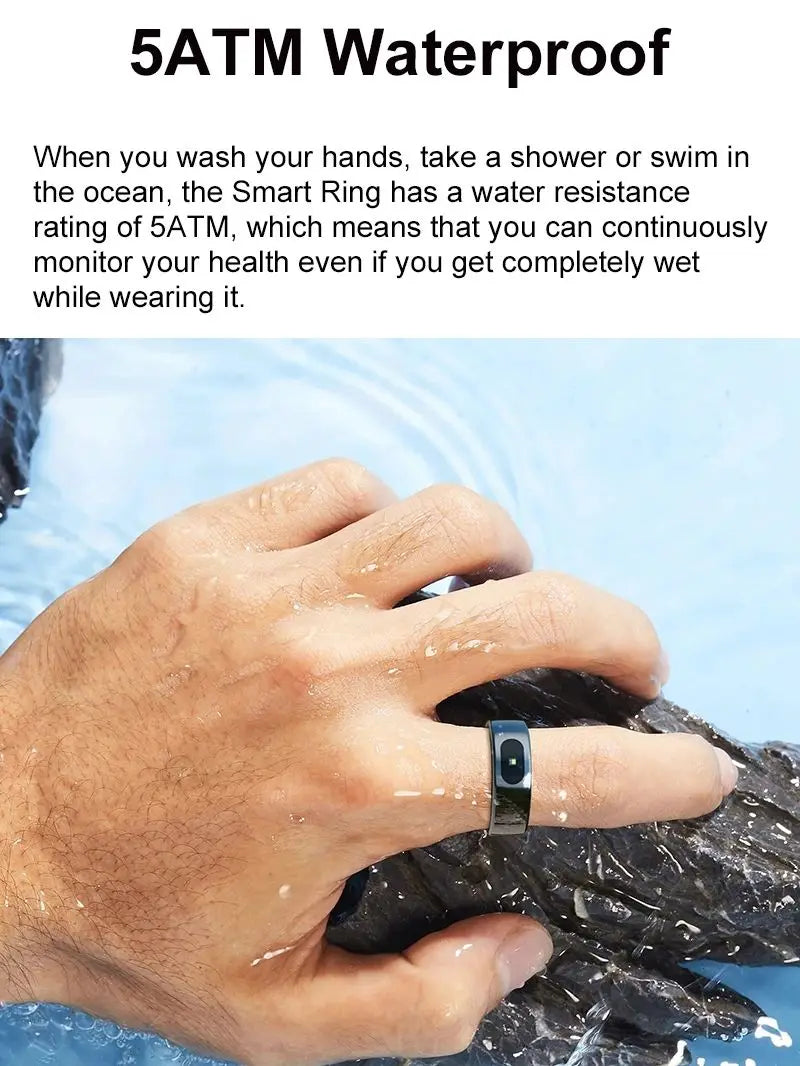 R08 Smart Ring Touch Control Function Health Monitor 5ATM Waterproof Skin Temperature Measurement