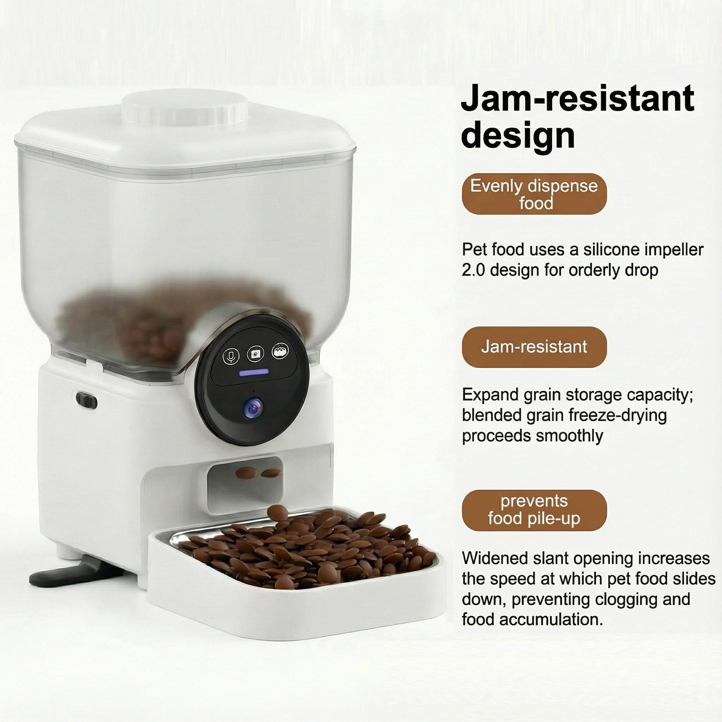 6.5L Automatic Cat Feeder Rechargeable Wifi Smart Pet Feeder App Controlled Cat Feeder With Camera Built-in Battery Cat Dog Feeder