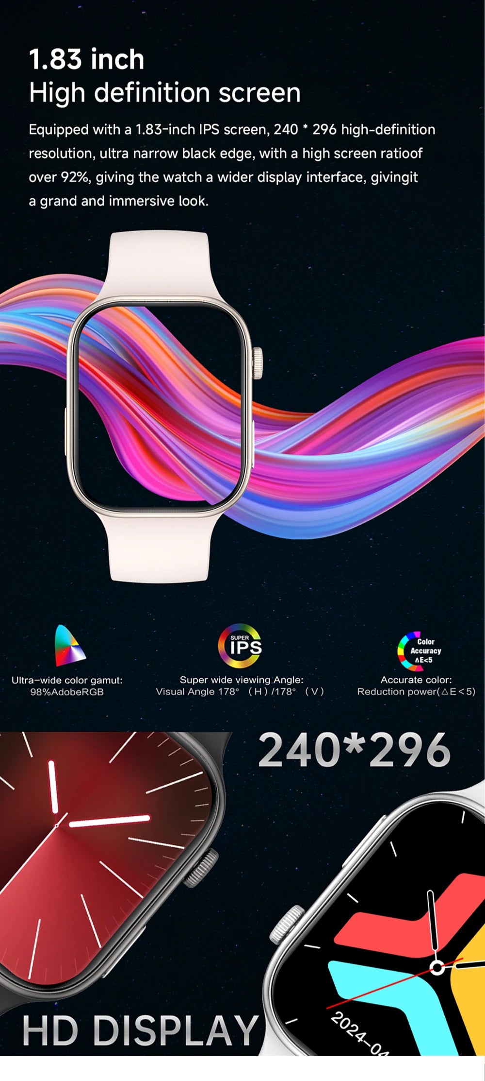 NEW Smartwatch 1.83"HD Screen Sleep & Health Monitoring Bluetooth Call Multi-Sport Modes