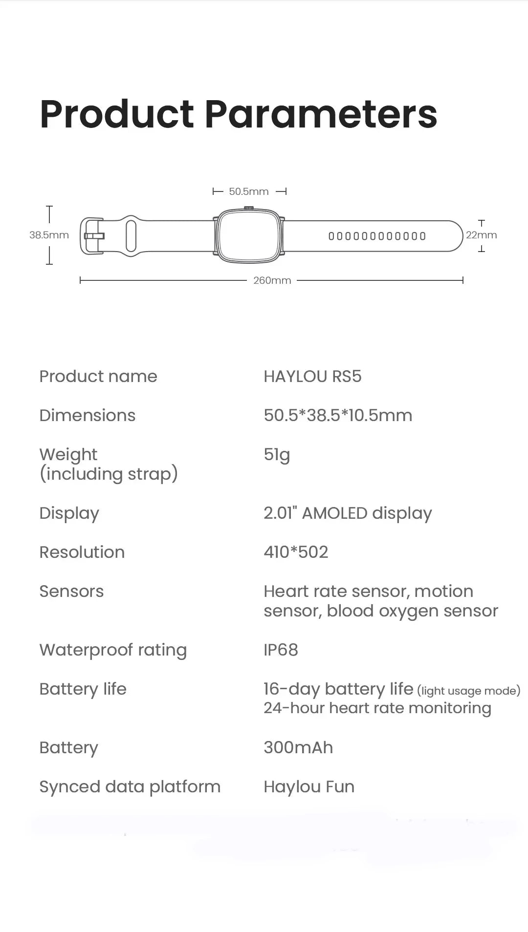 HAYLOU Watch RS5 Smart Watch 2.01'' AMOLED Display Bluetooth Call Voice Assistant Waterproof Sport Activity Fitness Smartwatchs