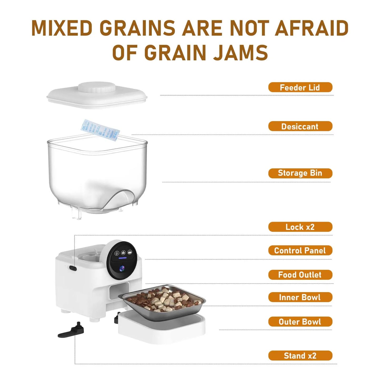 6.5L Automatic Cat Feeder Rechargeable Wifi Smart Pet Feeder App Controlled Cat Feeder With Camera Built-in Battery Cat Dog Feeder
