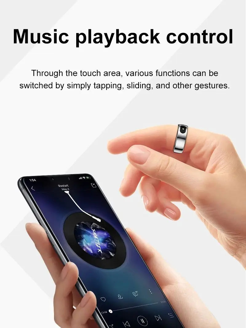 R08 Smart Ring Touch Control Function Health Monitor 5ATM Waterproof Skin Temperature Measurement
