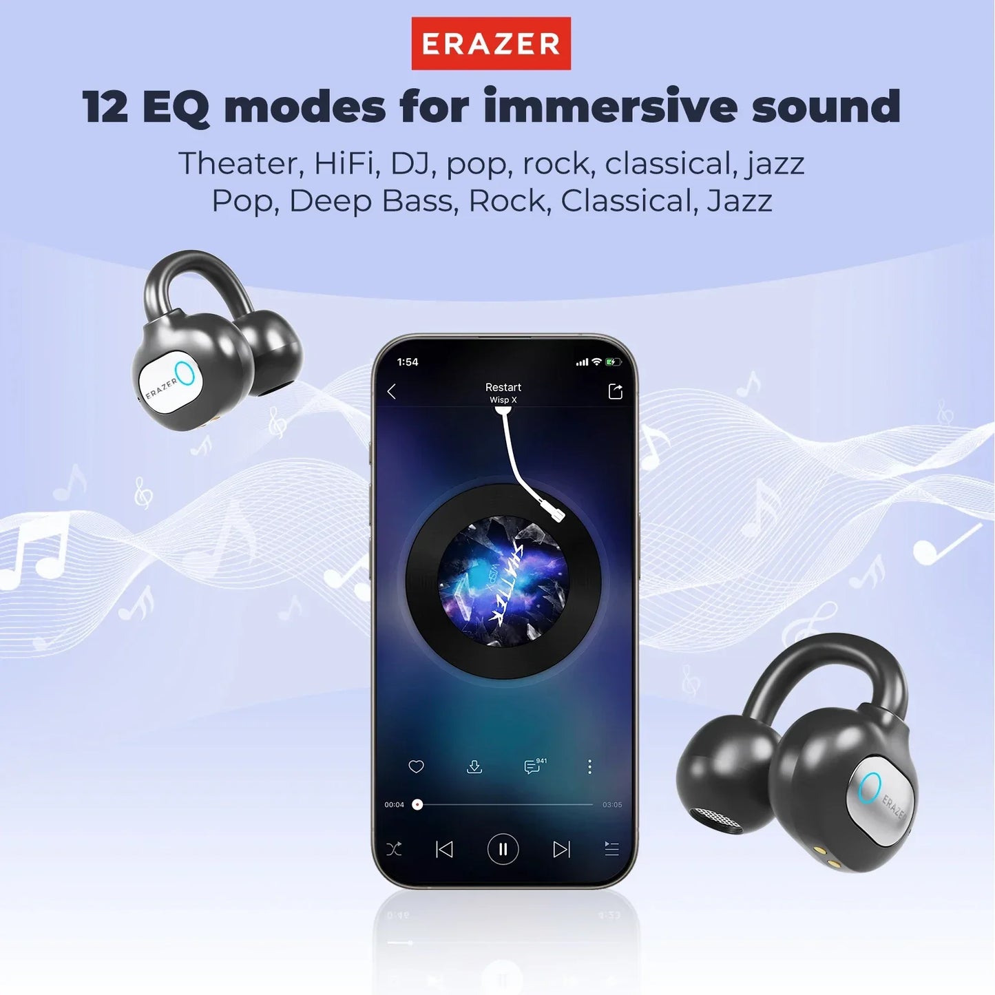 ERAZER AI Translator Ear Clip Earbuds – Real-Time Translation & Wireless Freedom