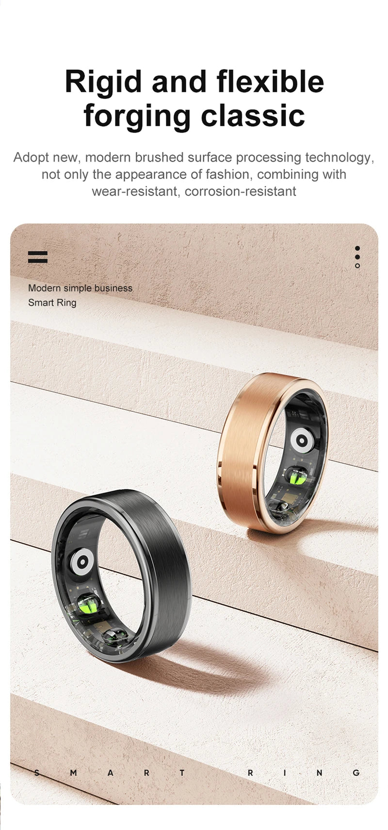 R03 Smart Ring With Charing Case, Battery Life 39 Days, Health Sleep Monitor, 5ATM Waterproof, Multi-sport Mode