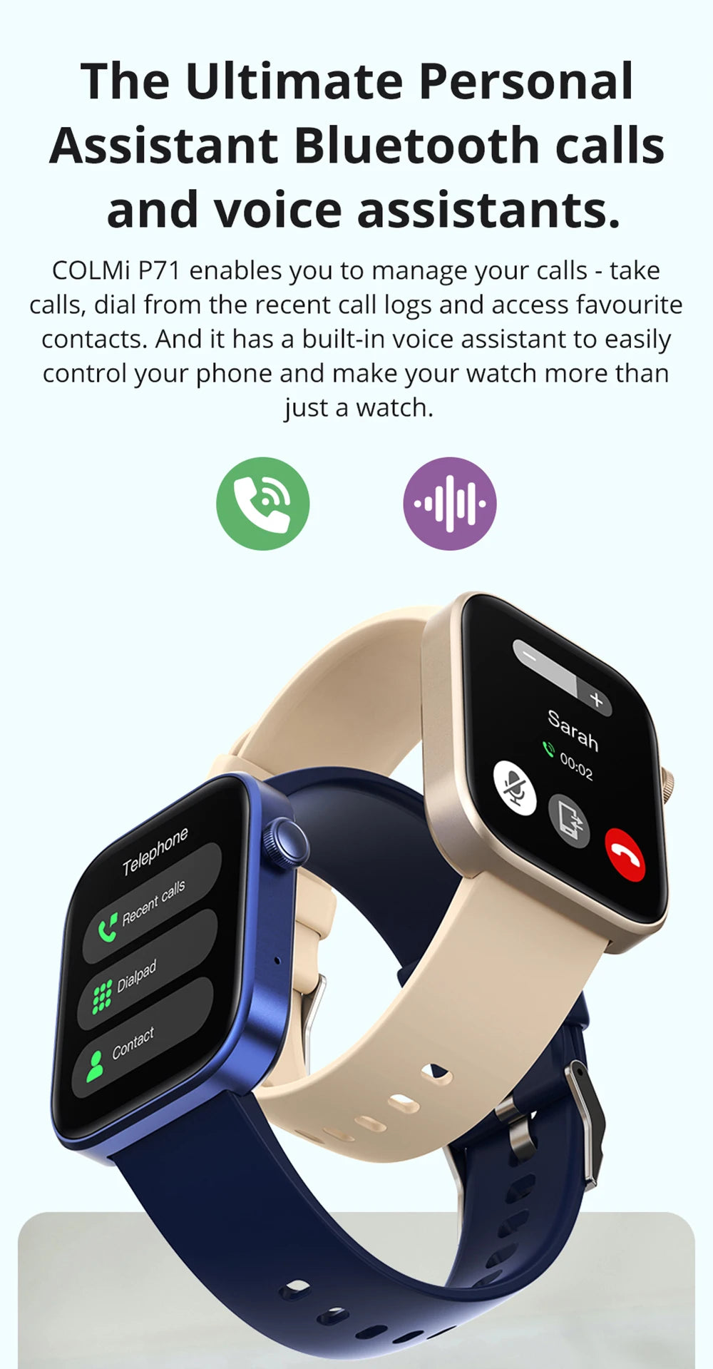 COLMI P71 Smartwatch touch screen 1.9 inch 4-5 days battery life