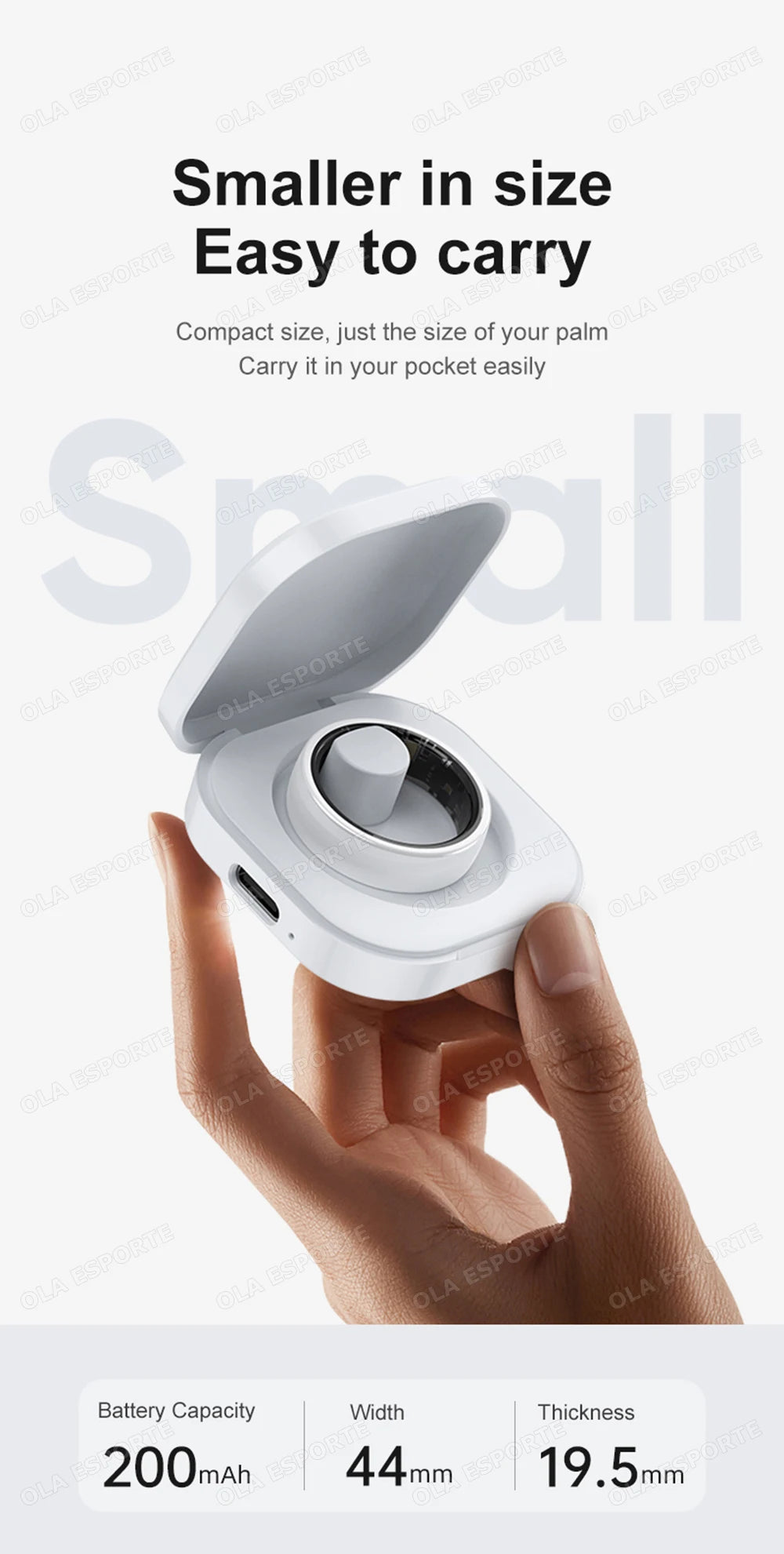 New Smart Ring With Box Heart Rate Stress Monitoring  - Gesture Control - Waterproof - Health - Sports