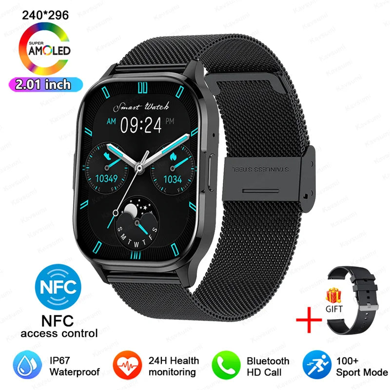 AMOLED 2026 Full circle touch screen, 2.0 inch, NFC, Sleep & Health tracker