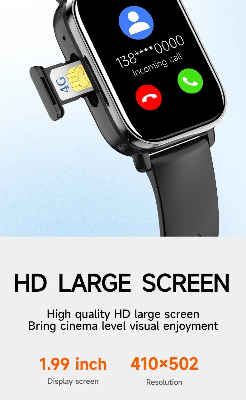 don't miss you kids - 4G New - Video Call Smart Watch 1.99 ''410 * 502 HD Screen, SIM Card, GPS WIFI Dual Camera