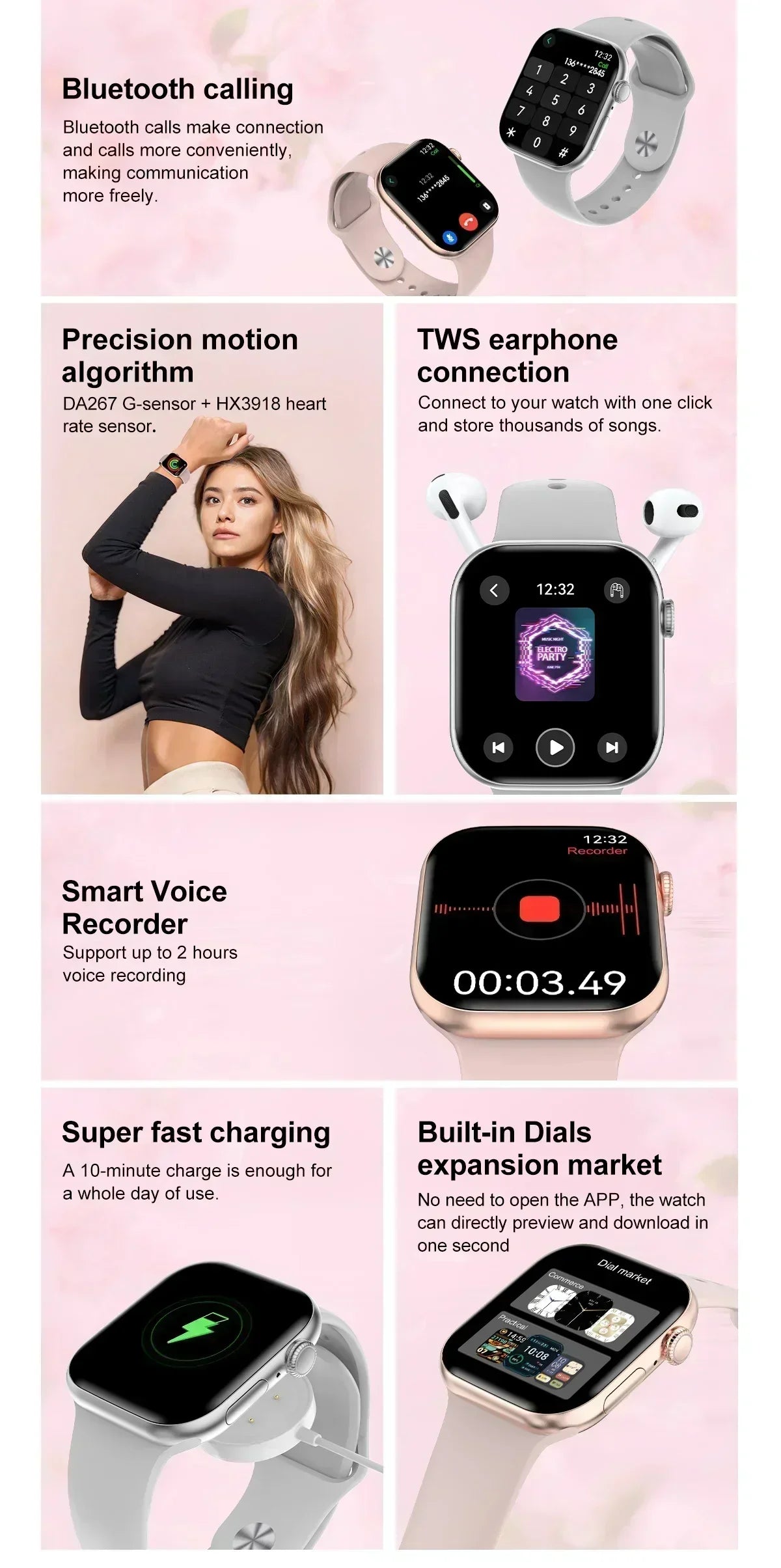 New Watch Series 10 Mini 3D Surround Music NFC Bluetooth 1.85 inch