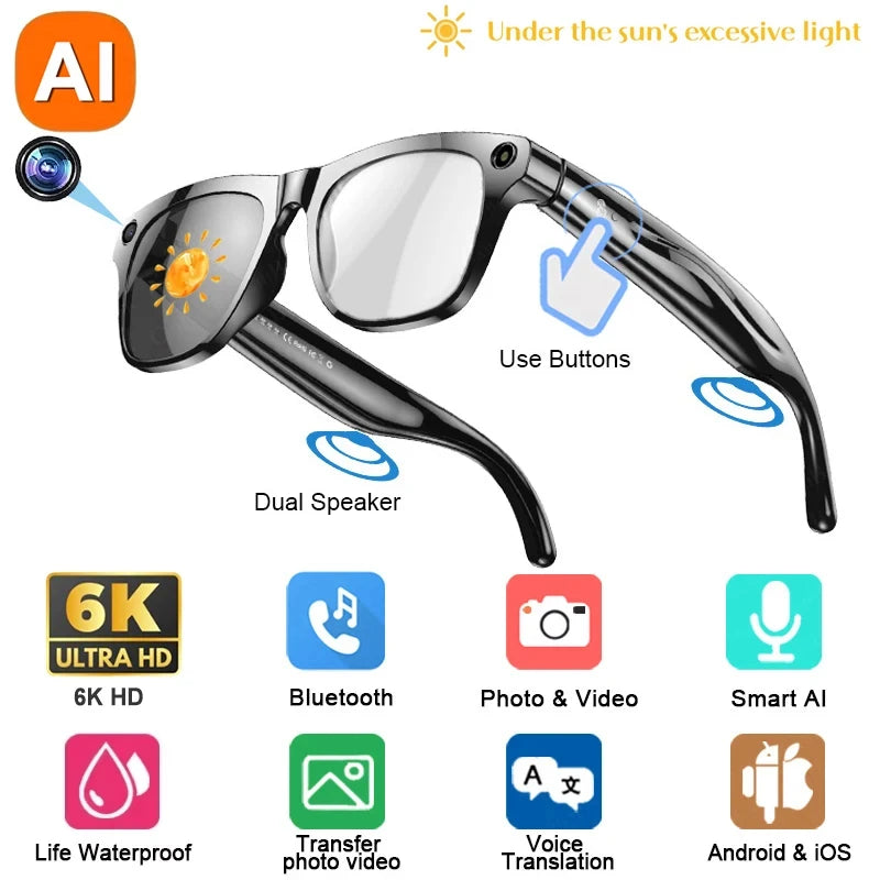 NextGen AI Smart Glasses – 6K HD Camera & Bluetooth Calling
