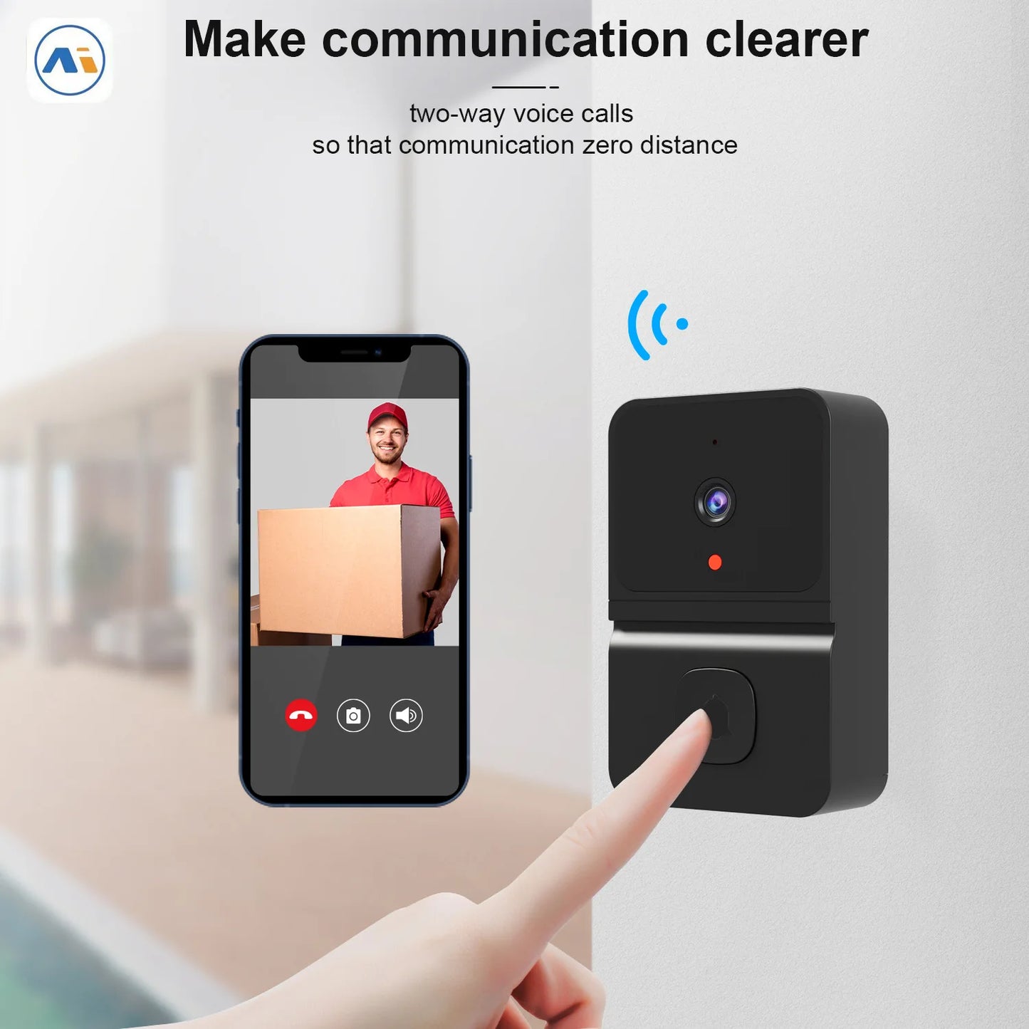 Smart WiFi Video Doorbell – HD Camera, Night Vision & Two-Way Talk