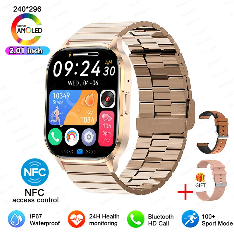 AMOLED 2026 Full circle touch screen, 2.0 inch, NFC, Sleep & Health tracker
