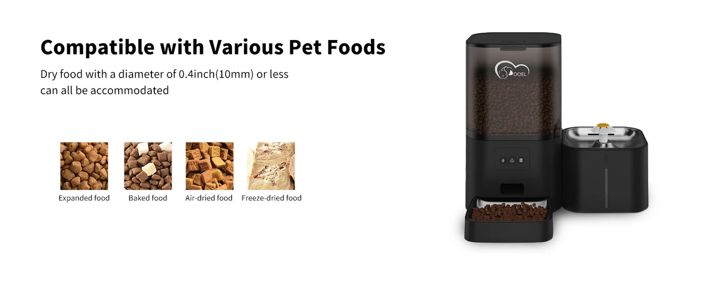 DOEL 2-in-1 smart Cat Feeder – Food & Water, Scheduled & WiFi Controlled