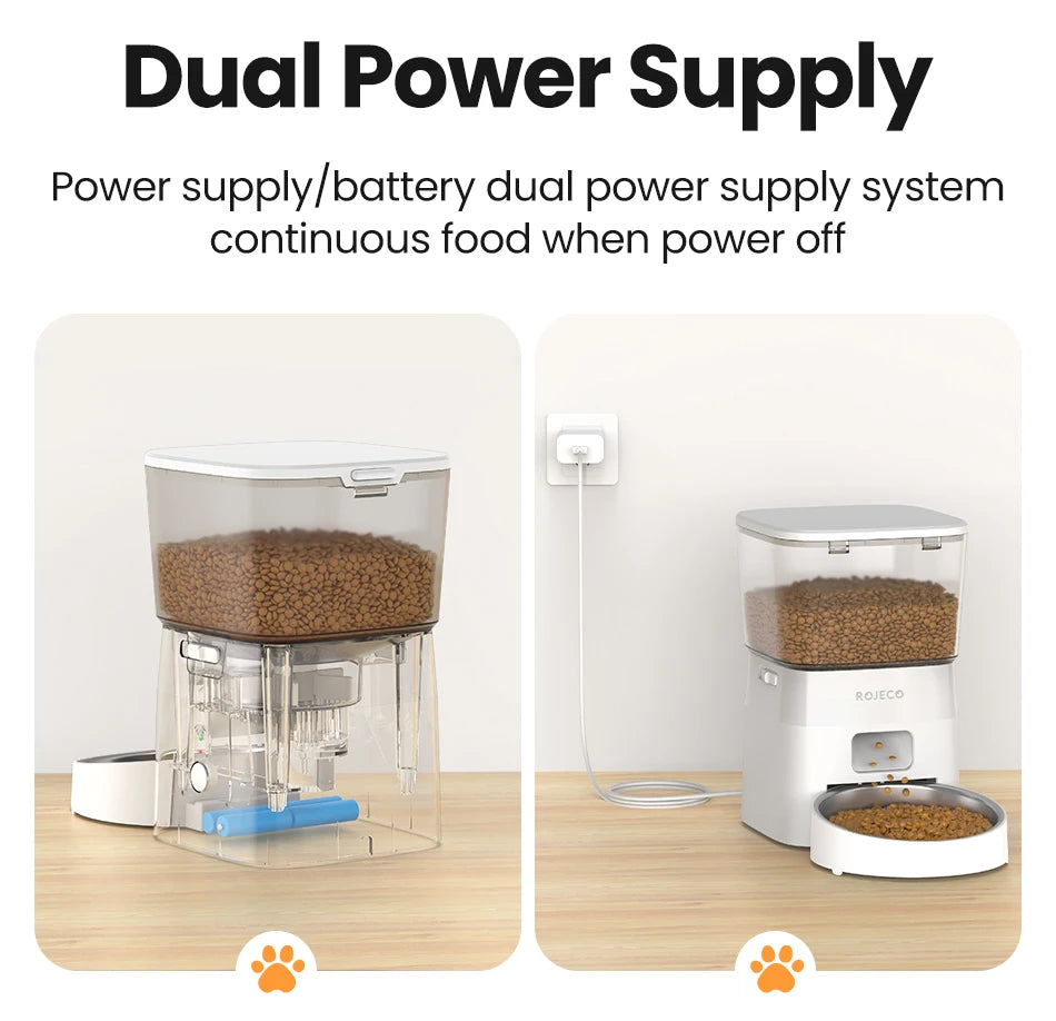 ROJECO smart Dog Feeder – Never Miss a Meal, Control from Anywhere via WiFi