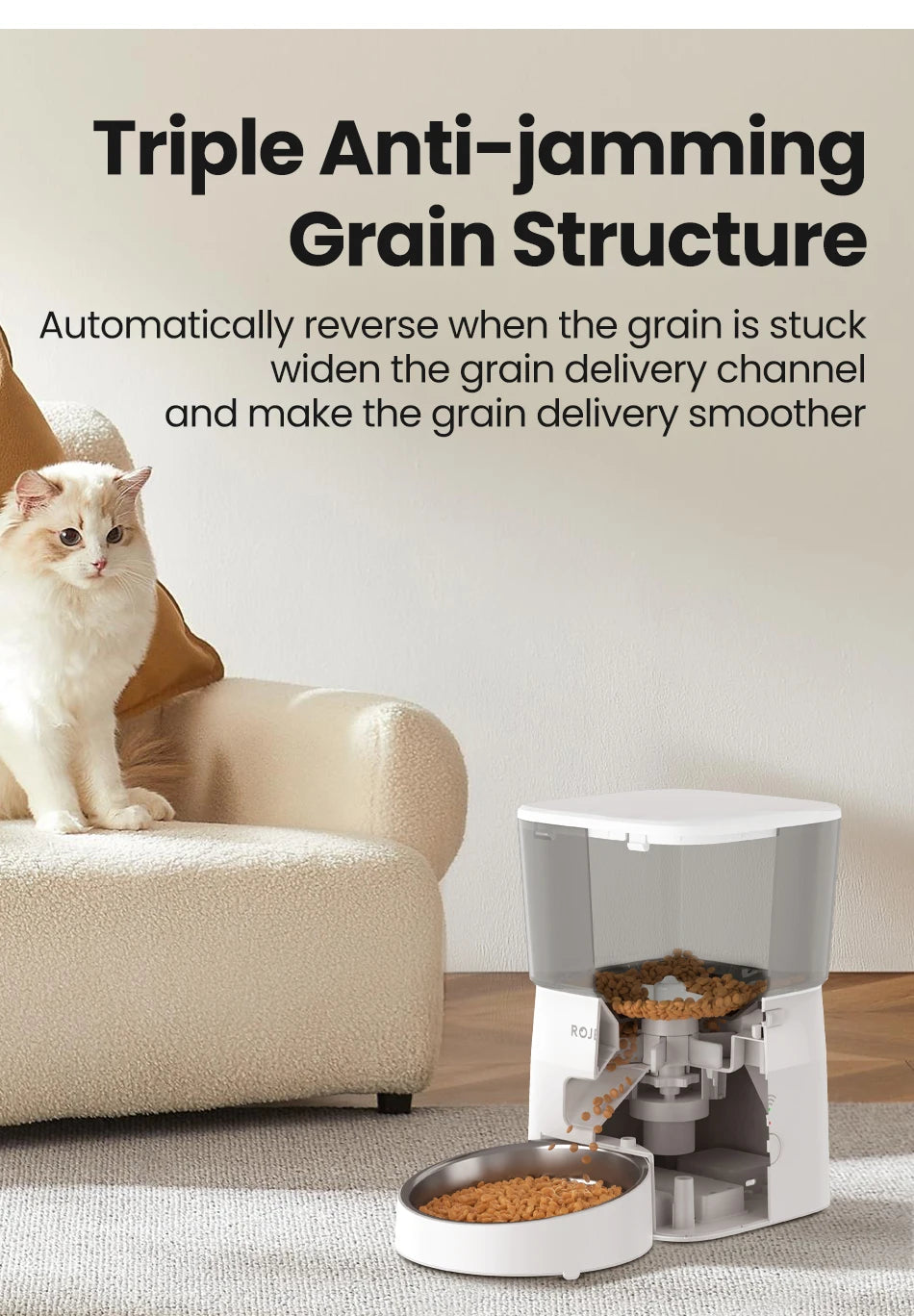 ROJECO smart Dog Feeder – Never Miss a Meal, Control from Anywhere via WiFi