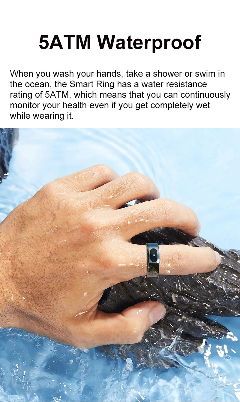 R08 Smart Ring Touch Control Function Health Monitor 5ATM Waterproof Skin Temperature Measurement