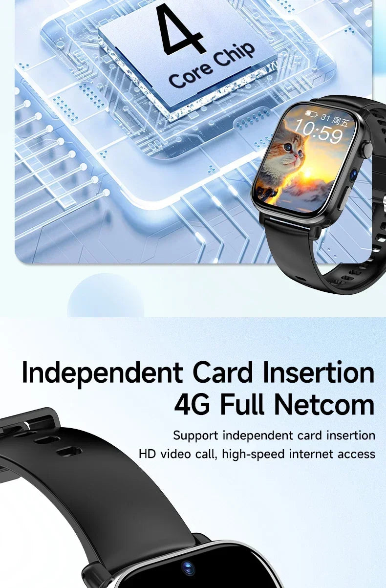 don't miss you kids - 4G New - Video Call Smart Watch 1.99 ''410 * 502 HD Screen, SIM Card, GPS WIFI Dual Camera